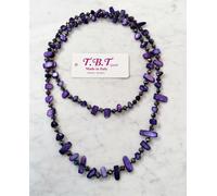 Moderna Collana Lunga Madreperla da Donna,Perle,Pietre Dure,Cristalli Viola Lill