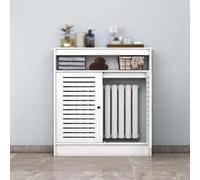 Moderna Copricalorifero, Copritermosifone In Legno, Armadio Bianco Rivestimento Del Radiatore, Coperchio Radiatore Con Griglia, Mensola Termosifone Con 2 Ante Per Interno(L90xH90xT25cm)