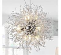 Moderna Ddelion Chdeliers Fuochi D'artificio di Cristallo Sputnik Plafoniera Illuminazione Pendt Rotonda per Sala da Pranzo Soggiorno Camera da Letto Bagno Foyer Camera delle Ragazze, Silver 12Lights