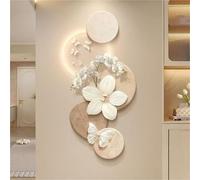 Moderna decorazione murale floreale 3D con luci a LED, alimentazione tramite cavo, in porcellana di cristallo, per soggiorno, camera da letto, ufficio, arredamento per la casa, 23,6 x 47,2 pollici, la