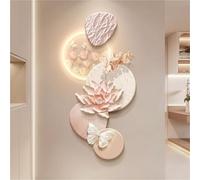 Moderna decorazione murale floreale 3D con luci a LED, alimentazione tramite cavo, in porcellana di cristallo, per soggiorno, camera da letto, ufficio, arredamento per la casa, 23,6 x 47,2 cm, larghez