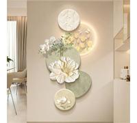 Moderna Decorazione murale Floreale 3D con luci a LED, Alimentazione Tramite Cavo, in Porcellana di Cristallo, per Soggiorno, Camera da Letto, Ufficio, Arredamento per la casa, 23,6 x 47,2 cm, 19,7 x