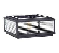 Moderna Ed Eleganteda da Terra con Tappo a Pilastro, Confezida 1,De Stigma Quadrate in Alluminio Pressofuso Nero, Impermeabili, Luci Solari per Esterni, Adatte a Pali in Legno 4X4/40 Centimetri