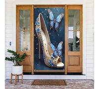 Moderna farfalla azzurra stampa n. 228 coperture decorative per porta, decorazioni per interni ed esterni, primavera, estate, autunno, inverno, Halloween, Natale, decorazioni per la casa