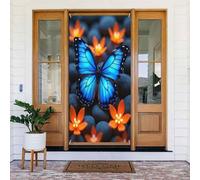 Moderna Farfalla Azzurra Stampa No.1163 Coperture Decorative per Porta Banner Decorazioni per Interni/Esterni, Primavera Estate Autunno Inverno Halloween Natale Decorazioni per la casa