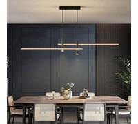 Moderna Illuminazione a Sospensione a LED dimmerabile per Isola Cucina, lampadario a LED lineare con faretti, Lampada a Sospensione a LED a Sospensione Regolabile per Tavolo da Pranzo-Nero 120 cm/47