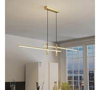 Moderna Illuminazione a Sospensione a LED dimmerabile per Isola Cucina, lampadario a LED lineare con faretti, Lampada a Sospensione a LED a Sospensione Regolabile per Tavolo da Pranzo-Oro 120 cm/47