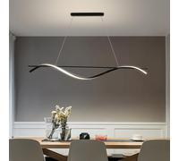 Moderna Illuminazione a Sospensione a LED, Lampadario a LED a Onda Lineare, Contemporaneo Dimmerabile con Lampada a Sospensione Remota per Soggiorno, Sala da Pranzo, Cucina ad Isola, 3000K-6000K Nero