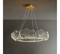 Moderna lampada a sospensione a LED, lampadario circolare dorato, plafoniere a sospensione a luce variabile tricolore 3000K-6000K, per soggiorno, camera da letto, sala da pranzo, altezza regolabile