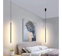 Moderna lampada a sospensione a LED, per camera da letto, soggiorno, colore nero, creativa, rettangolare, regolabile in altezza, design da lettura, lampadario per cucina, bar, studio, ufficio, scale