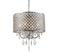 Moderna Lampada a sospensione cristallo rotondo paralume moda cromato bianco lampadario design elegante sala da pranzo tavolo camera da letto soggiorno studio lampadario di cristallo regolabile D45cm