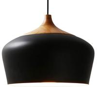 Moderna Lampada A Sospensione Industriale con Legno di Quercia E Lampadario A Lanterna con Finitura in Ferro Illuminazione A Soffitto Industriale Vintage Luci A Isola A Cupola E26 P, Dark, 30cm