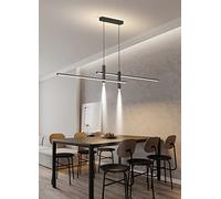 Moderna lampada a sospensione LED da tavolo da pranzo, dimmerabile, con telecomando, per sala da pranzo, sala da pranzo, lampada a sospensione regolabile in altezza (nero, lunghezza 120 cm)