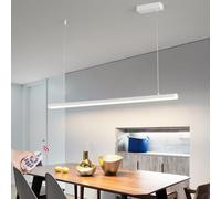 Moderna Lampada a Sospensione LED Tavolo da pranzo Lampadario Lineare Dimmerabile Con Telecomando Lampadario a Sospensione egolabile in Altezza Cucina Illuminazione a Sospensione (Bianco, L90CM)