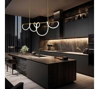 Moderna Lampada a Sospensione Lineare Oro Regolabile in Altezza, Lampada a LED con Striscia Luminosa in Silicone Morbido fai da te per sala da Pranzo, Cucina e Soggiorno