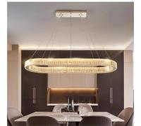 Moderna lampada a sospensione ovale in cristallo argentato, semplice decorazione per interni, moderna illuminazione a sospensione per soggiorno, corridoio, camera da letto (argento chiaro neutro)