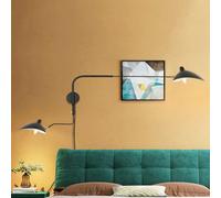 Moderna Lampada da Parete A Braccio Lungo Regolabile Nero, Applique da Parete in Metallo per Interni con Applique da Parete retrò Rotante E Rotante per Camera da Letto Soggiorn, 150cm with Plug