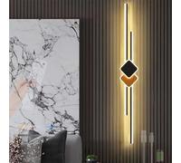 Moderna lampada da parete a LED con telecomando, dimmerabile, ricaricabile, per camera da letto e soggiorno, design elegante con linee parallele (nero e giallo, 120 cm)