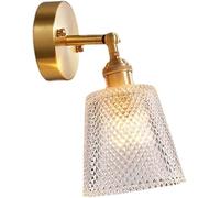 Moderna Lampada da Parete in Ottone Anticato per Camera da Letto con Applique da Parete Vintage Regolabili in Vetro a Coste cilindriche, Lampada da Comodino in Rame Spazzolato, Lampada da Parete
