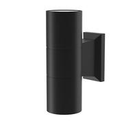 Moderna Lampada da parete per esterni, 2 luci, Up & Down, Design Urban, In metallo nero e diffusori vetro, per terrazza, balcone, veranda, ingresso, scale, IP 54, per 2 lampadine GU10 50W non incl