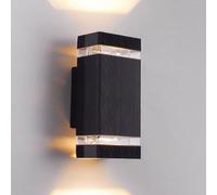 Moderna Lampada da Parete per Esterni Impermeabile A LED Illuminazione Bidirezionale 10w Apparecchi da Parete Antiruggine Durevole Acrilico Alluminio Nero A Risparmio Energet, Square, White Light