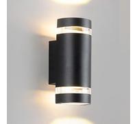 Moderna Lampada da Parete per Esterni Impermeabile A LED Illuminazione Bidirezionale 10w Apparecchi da Parete Antiruggine Durevole Acrilico Alluminio Nero A Risparmio Energet, Round, Warm Light