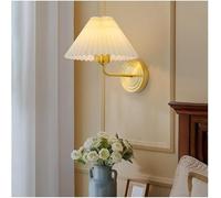 Moderna Lampada da soffitto a LED, Applique da Parete Vintage Interamente in Rame, Applique da Parete per Comodino con Paralume in Tessuto, lampadario Moderno a Testa Singola (Oro)