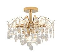 Moderna Lampada da soffitto K9 a Forma di Goccia di Cristallo Dorato per Sala da Pranzo, Ingresso e Camera da Letto, 3 Temperature di Colore, Lampadina E14 Inclusa (60x41 cm)