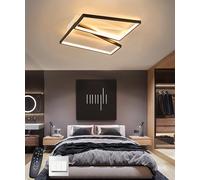 Moderna lampada da soffitto LED dimmerabile Illuminazione a soffitto quadrata minimalista nera,con telecomando Oro incasso dorato Plafoniera,3000-6000K per soggiorni,camere da letto (Nero, 2 teste)
