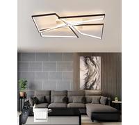 Moderna lampada da soffitto LED dimmerabile Illuminazione a soffitto quadrata minimalista nera,con telecomando Oro incasso dorato Plafoniera,3000-6000K per soggiorni,camere da letto (Nero, L90cm)