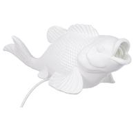 Moderna Lampada Da Tavolo, Luce Koi Pesce Bianco L. 44Cm In Resina Gilde [EEK: G]