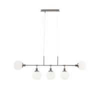 Moderna Lampada pendente da soffitto, A sospensione, A braccio, Design nordico, industriale, Metello cromato, 5 luci, diffusori di vetro opaco , 5 lampadine E14 40W 220-240V, non incl