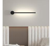 Moderna LED Lampada a Muro Lineare Interno Applique da Parete Ruotabile a 350° Lampada da Parete 2700K/4500K/6500K Acrilico Lunga Alluminio per Soggiorno Scala Corridoio (Nero Luce Neutra,60cm)
