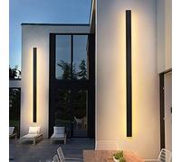 Moderna LED Terrazza Applique da parete esterno impermeabili nera Lampada da parete interni metallo acrilico Up & Down Barra luminosa lunga 3000K Bagno Soggiorno scale Illuminazione da parete (120CM)