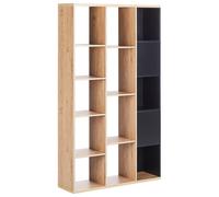 Moderna libreria minimalista a 5 piani 99 x 26 x 175 cm Nero con legno chiaro Ba
