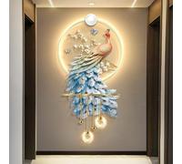 Moderna luce di lusso pavone LED Wall Art,decorazione da parete pavone illuminata a LED,decorazione da ingresso 3D luminosa con luci per ingresso,corridoio, soggiorno(Style A,50x120cm/19.7x47.2in)