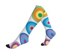 Moderna metà secolo cerchi modello colorato morbido elastico polpaccio compressione maniche, supporto gamba per uomo donna 1 nero