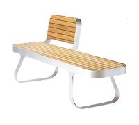 Moderna panca da giardino per esterni con schienale, struttura in acciaio resistente e doghe in legno massiccio, elegante, per parco, cortile, strada, seduta versatile, 150 x 64 x 78 cm, panca per il