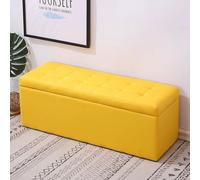 Moderna panca da ingresso con contenitore e cuscino, elegante scarpiera per corridoio, sgabello in pelle per soggiorno o uso ausiliario (giallo, 60 cm)
