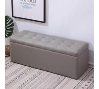 Moderna panca da ingresso con contenitore e cuscino, seduta in pelle per scarpe, elegante sgabello o sgabello d'accento, grigio, 40 cm, perfetta per la casa nization
