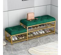 Moderna panca da ingresso in velluto con scarpiera e seduta cuscino, mobili eleganti e funzionali per l'organizzazione dell'ingresso della casa