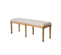 Moderna Panca Panca vintage francese con seduta imbottita e gambe in legno di gomma, panca da ingresso e panca da pranzo imbottita in memory foam, panca ai piedi del letto in tessuto trapuntato for co