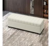 Moderna panca portaoggetti bianca con cuscino per soggiorno, camera da letto, ingresso e atrio, panca per scarpe da 100 cm, per porta d'ingresso e fine letto, elegante e funzionale