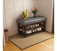 Moderna panca portaoggetti in metallo, scarpiera imbottita da ingresso con poggiapiedi a doppio strato, per soggiorno, balcone, lavanderia, armadio e corridoio (60 cm, grigio)