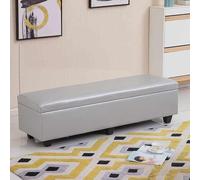 Moderna panca portaoggetti rettangolare in ecopelle color argento, per ingresso e letto, elegante soluzione per soggiorno, organizer perfetto per riporre oggetti eleganti