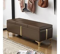 Moderna panca rettangolare ottomana in ecopelle con gambe in metallo, elegante panca imbottita trapuntata per soggiorno, ingresso, camera da letto, soluzione di archiviazione efficiente