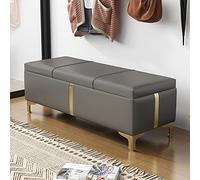 Moderna panca rettangolare ottomana in ecopelle con gambe in metallo, elegante panca imbottita trapuntata per soggiorno, ingresso, camera da letto, soluzione di archiviazione efficiente