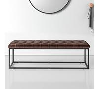 Moderna panca trapuntata in pelle PU, elegante ottomana imbottita con gambe in metallo, per camera da letto, soggiorno, ingresso e sala da pranzo, supporta 163 kg, marrone (99 x 35,6 x 43,2 cm)