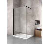 Moderna Parete Doccia Walk-in 8mm con telaio e braccio Nero, Easy-Clean H 200 cm