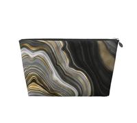 Moderna pietra preziosa di agata nera e dorata, Borsa da toilette Borsa per trucco Borsa per cosmetici Borsa da toilette da viaggio portatile